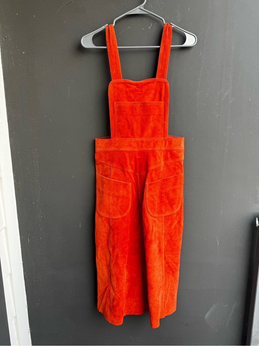 Free People burnt orange suede apron dress